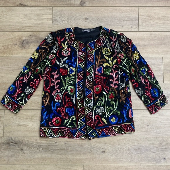 Vintage Jakelin‎ Designs Sequin Silk Jacket - Picture 1 of 16